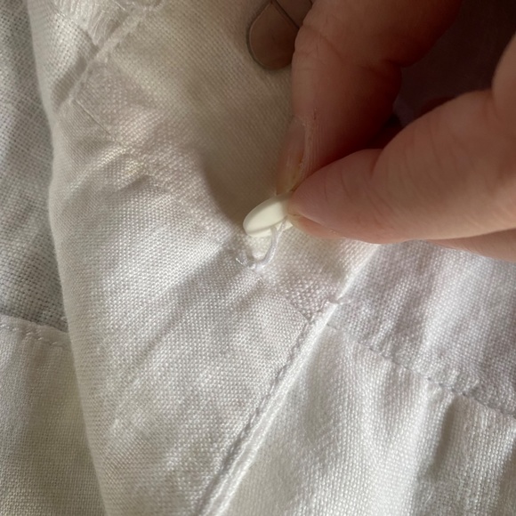 Eileen Fisher White Linen Trouser Zipper Pants - Picture 5 of 7